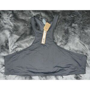 3X SKIMS recycled Swim High Neck Racerback Top Gunmetal BT-HNK-2786